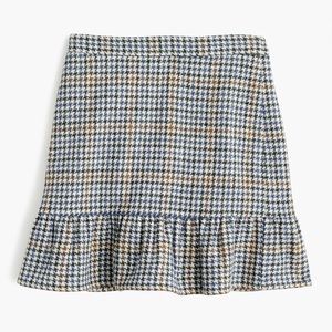 NWT J. Crew Wool Houndstooth Ruffle Skirt
